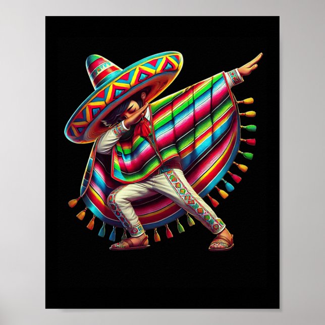 Poster Mexicano Dabbing Poncho Cinco De Mayo Dab Fiesta B (Frente)
