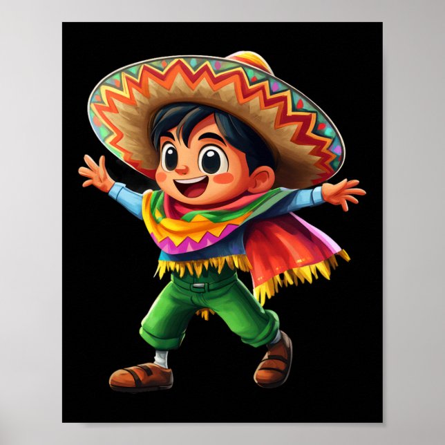 Poster Mexicano Fiesta Poncho Cinco De Mayo Kids Celeb (Frente)