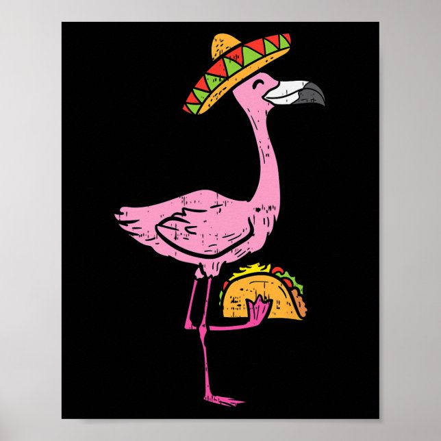 Poster Mexicano Flamingo Tacos Cute Cinco De Mayo Fiesta  (Frente)