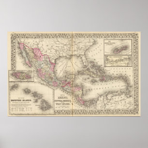 Póster México, América Central, Índias Ocidentais