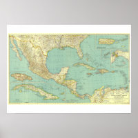 "México/América Central: mapa detalhado de 1934 ..