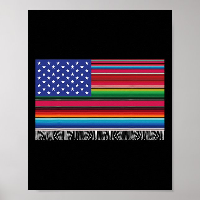 Poster México Americano Bandeira Serape Cinco De Mayo Par (Frente)
