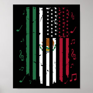 Poster México Bandeira dos Estados Unidos Patriot Bandeir