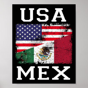 Poster México Bandeira dos Estados Unidos Patriot Bandeir