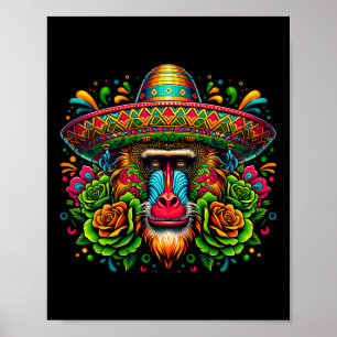Poster México Cinco de Mayo Vamos Fiesta Party Baboon Mo