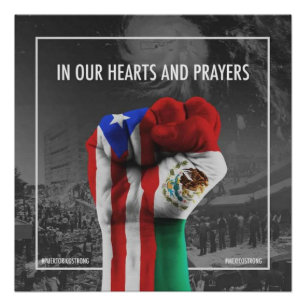 Póster México e Porto Rico Unidos e Orgulhoso