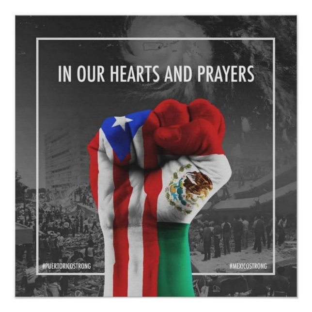 Póster México e Porto Rico Unidos e Orgulhoso (Frente)