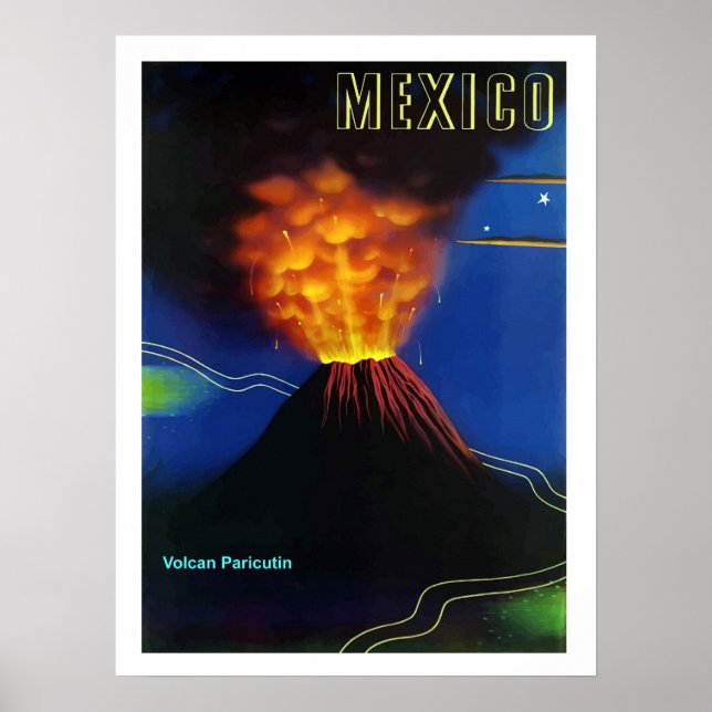 Poster México, erupção vulcânica, Paricutina, safra (Frente)