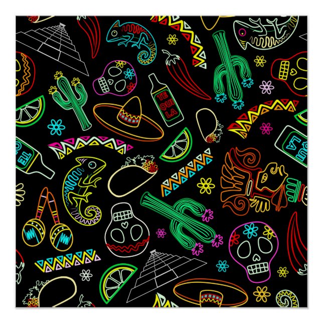 Póster México Fiesta Pattern (Frente)