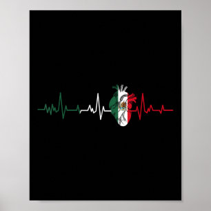 Poster México Flag Heartbeat Para Orgulho Mexicano Fl