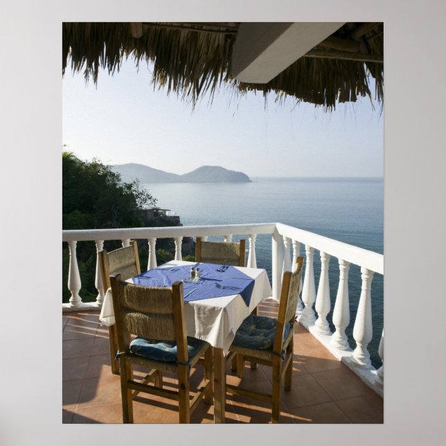 Póster México, Guerrero, Zihuatanejo. Mesa de café sobre (Frente)