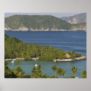 Póster México, Guerrero, Zihuatanejo. Praia Las Gatas-