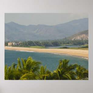 Póster México, Jalisco, Barra de Navidad. Praia da Cidade
