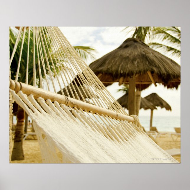 Póster México, Playa Del Carmen, hammock na praia (Frente)