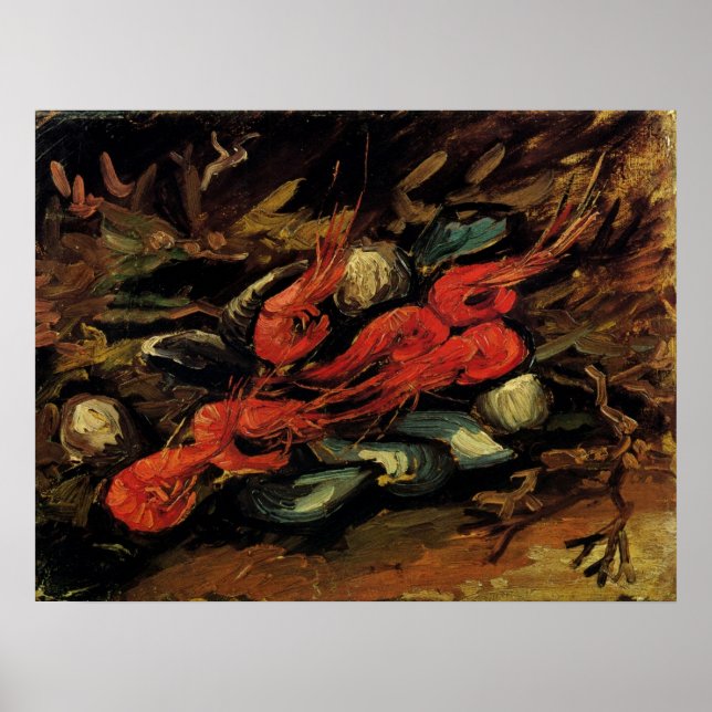 Poster Mexilhões e Camarões por Vincent van Gogh (Frente)