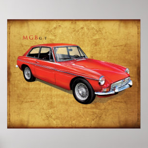 Póster MG MGBgt clássico britânico Hardtop