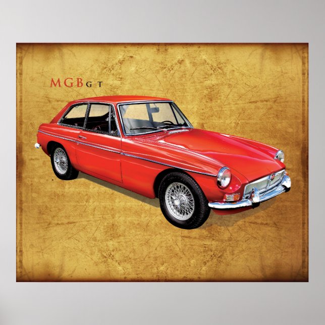 Póster MG MGBgt clássico britânico Hardtop (Frente)