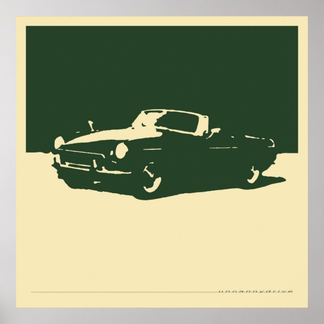 Poster MGB, 1971 - British Racing Green em creme (Frente)