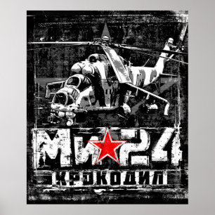 Poster Mi-24 helicóptero soviético