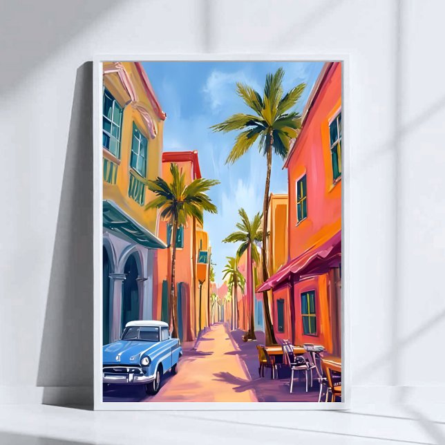 Poster Miami Beach Colorful Street Scene (Criador carregado)