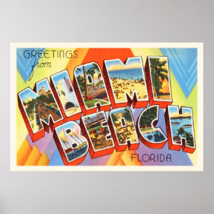 Póster Miami Beach Flórida FL Antiga Viagens vintage Sou