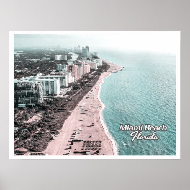 POSTER MIAMI BEACH FLORIDA - PRAIA DO SUL (Frente)