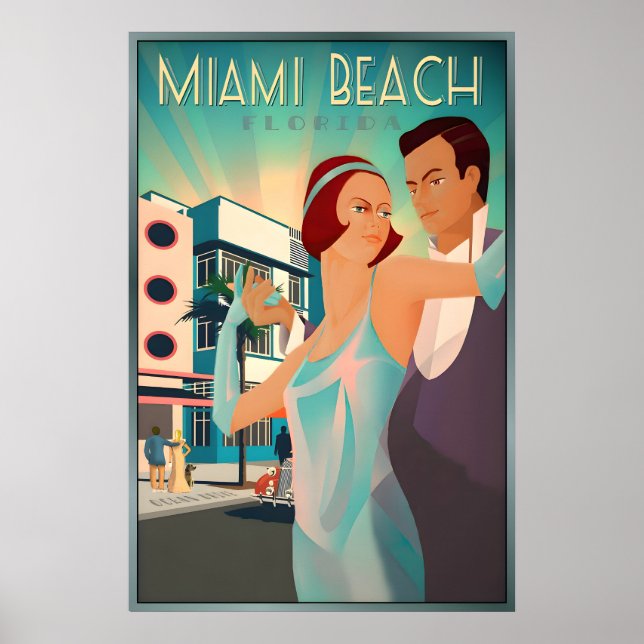 Poster Miami Beach Flórida Retro South Beach Alta Moda (Frente)