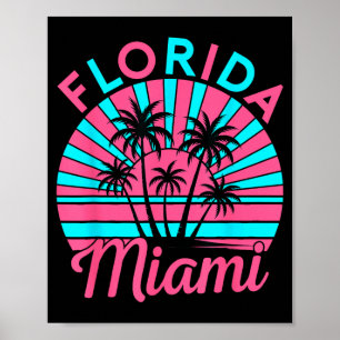 Poster Miami Beach Flórida Tropical Vintage Pôr do Sol Pa
