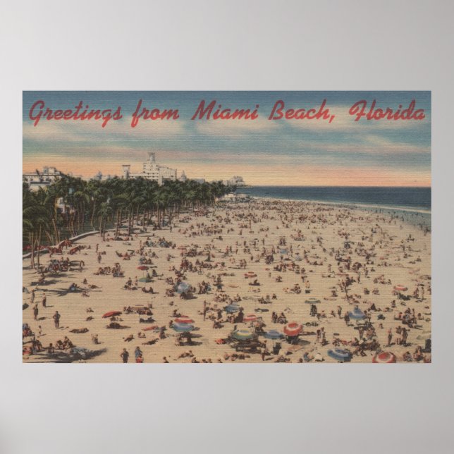 Póster Miami Beach, FloridaSaudações de Miami, FL (Frente)