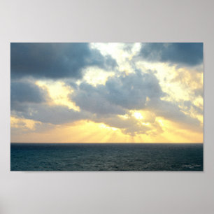 Póster Miami Beach Yellow Sunrise Blue Ocean Landscape