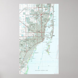 Póster Miami Florida Mapa (1981)