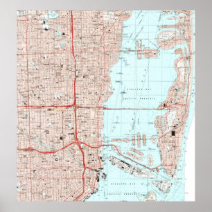 Póster Miami Florida Mapa (1994)