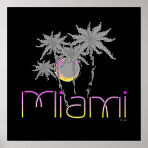Póster Miami, Flórida Palms Moderno Legal
