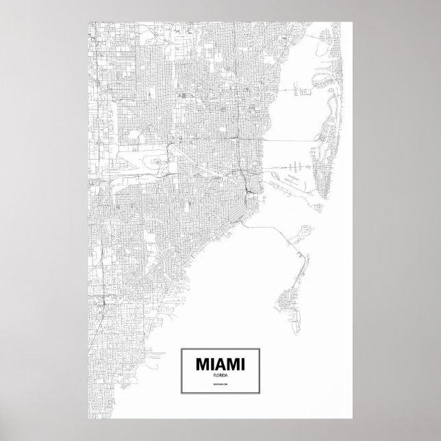Póster Miami, Flórida (preto no branco) (Frente)