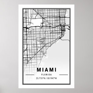 Poster Miami Florida USA Cities Viagem City Map Modern Si