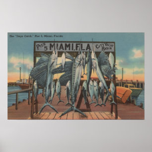 Póster Miami, Florida - vista do cais 5 com peixes