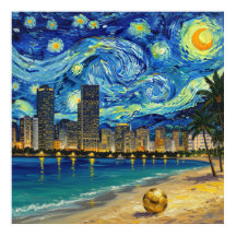 Miami Golden Shore Soccer Elegant and Oil Fine Art