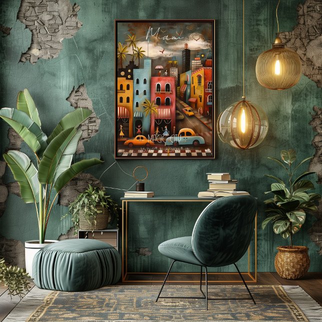 Póster Miami: Magic City - Whimsical Art  (Criador carregado)