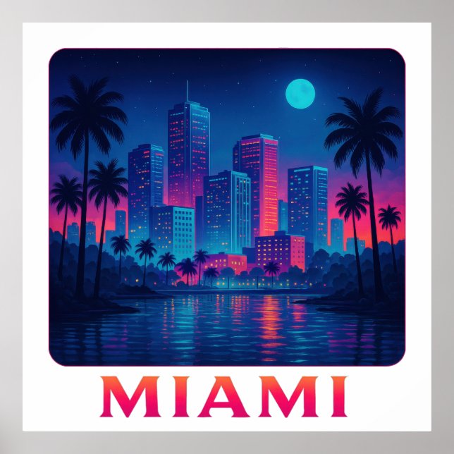 Poster Miami Moonrise - Horizonte Neon (Frente)