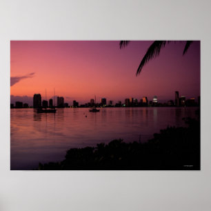 Poster Miami Skyline no Sunset