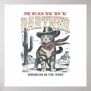 Poster Miau Parceiro Cowboy Gato 