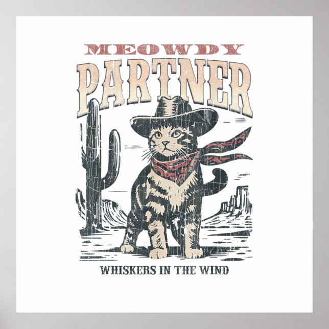 Poster Miau Parceiro Cowboy Gato  (Frente)