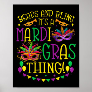 Poster Miçangas Bling Mardi Gras Thing Carnival Party Wo