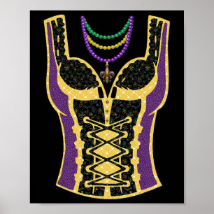 Poster Miçangas De Máscara De Roupa De Mardi Gras Engraça