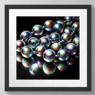 Poster Miçangas Iridescentes de Desenho de Pastel em Pret