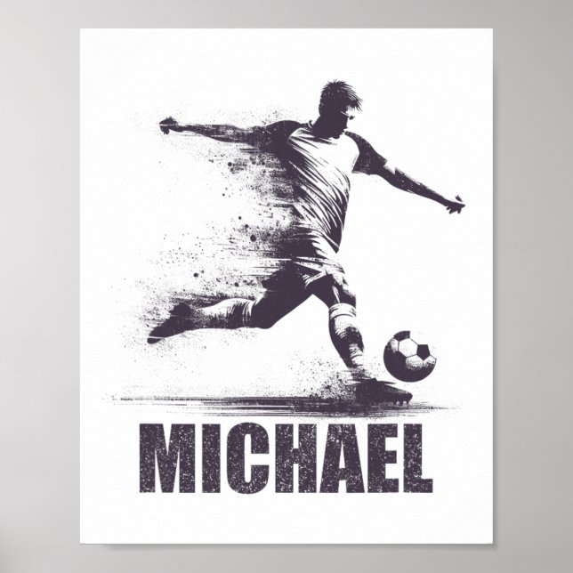 Poster Michael Futebol Meninos Personalizado Primeiro Nom (Frente)