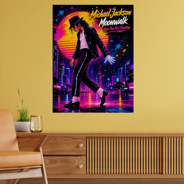 Poster Michael Jackson Moonwalk Rei do Pop Tributo Retro (Sala de Estar 2)