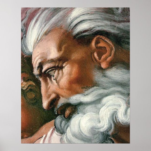 Póster Michelangelo Criação Adão Deus (Frente)
