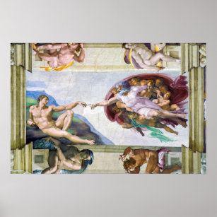 Poster Michelangelo - Criação de Adão, Capela Sistina