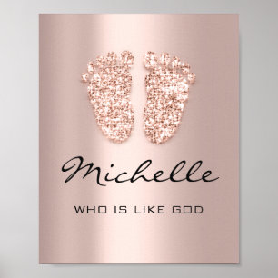 Poster Michelle Name Significa New Baby Feet Rosa Gift